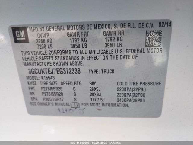 3GCUKTEJ7EG372338 Chevrolet Silverado 1500 High Country