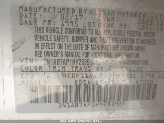 3N1AB7AP1HY283984 Nissan SENTRA S