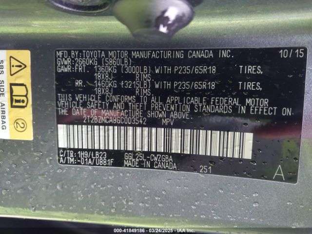 2T2BZMCA8GC003542 Lexus RX 350