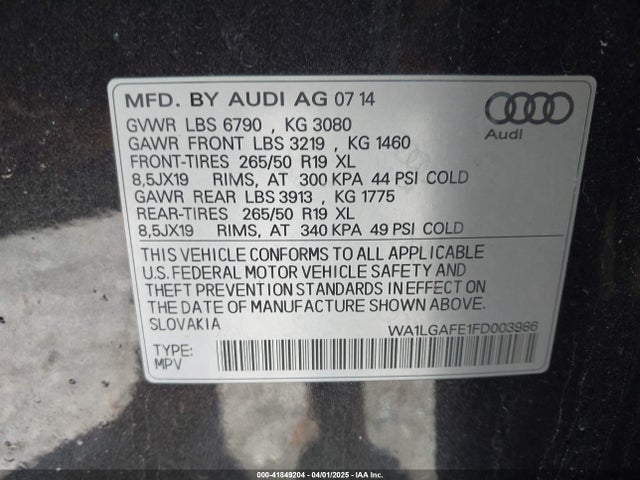 2015 AUDI Q7 WA1LGAFE1FD003986 Photo 8