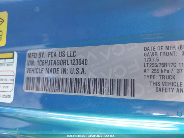 1C6HJTAG0RL123040 Jeep Gladiator Texas Trail