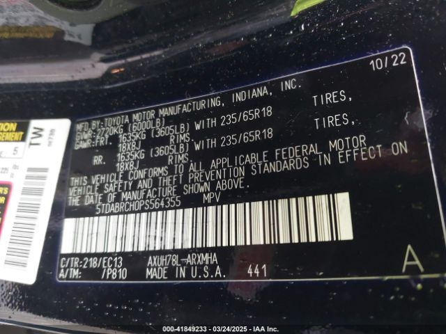 5TDABRCH0PS564355 Toyota Highlander Hybrid Xle Bronze