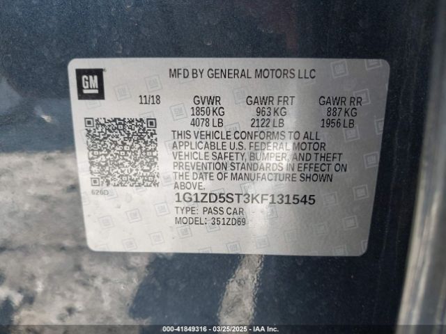 1G1ZD5ST3KF131545 Chevrolet MALIBU LT
