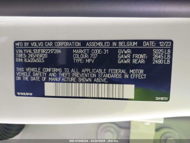 YV4L12UF8R2317284 Volvo Xc40 B5 Ultimate Bright Theme