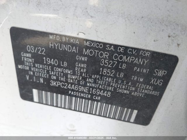 3KPC24A69NE169448 Hyundai ACCENT SE