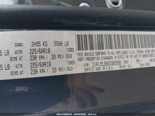 1C4PJMLB6KD389996 Jeep Cherokee Altitude 4x4