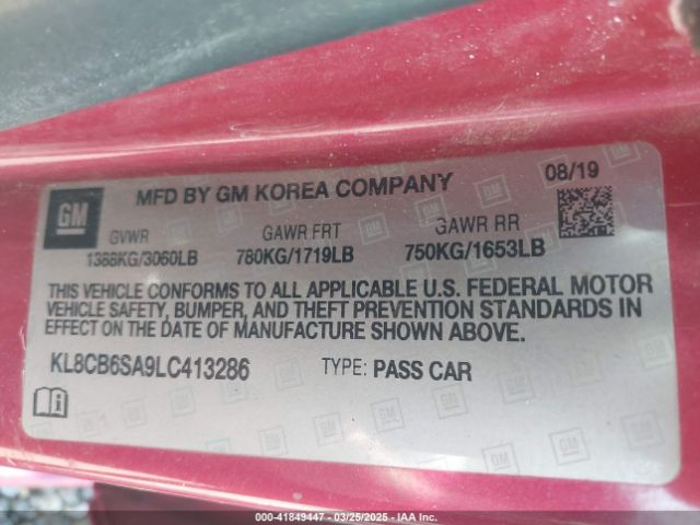 KL8CB6SA9LC413286 Chevrolet Spark Fwd Ls Automatic