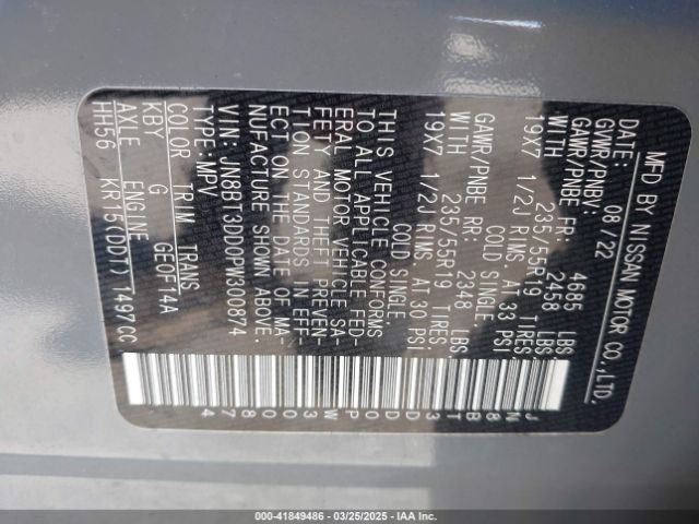 JN8BT3DD0PW300874 Nissan Rogue Platinum Intelligent Awd