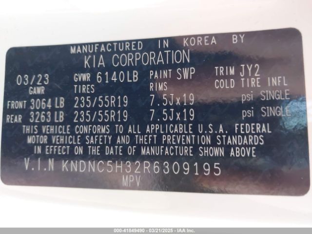 KNDNC5H32R6309195 KIA Carnival Mpv Ex