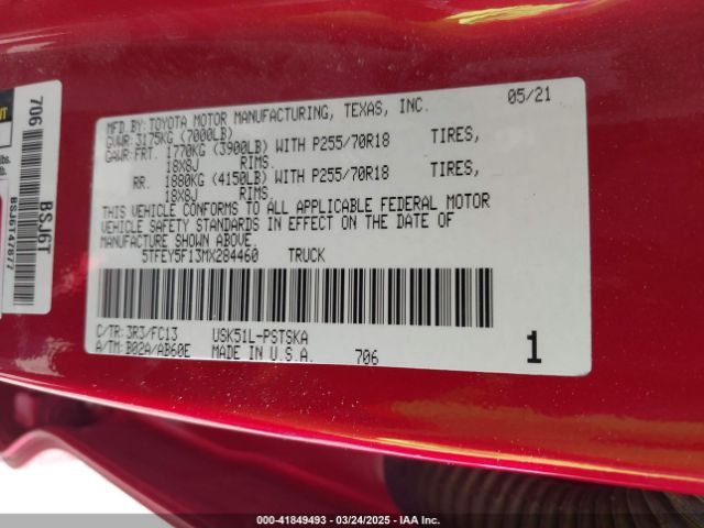 5TFEY5F13MX284460 Toyota Tundra Sr5