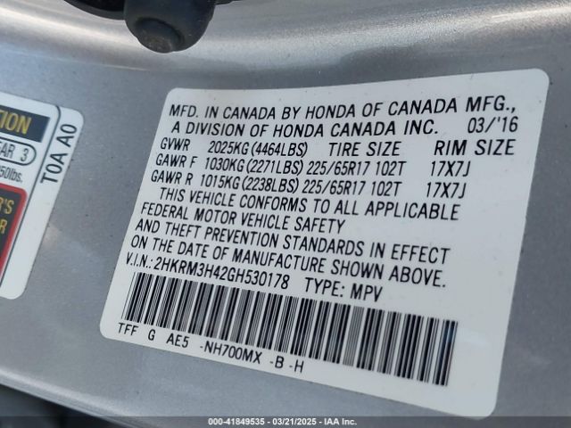 2HKRM3H42GH530178 Honda CR-V SE
