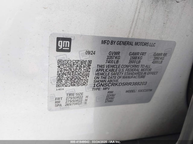 1GNSCRKD5RR388203 Chevrolet Tahoe 2wd Rst