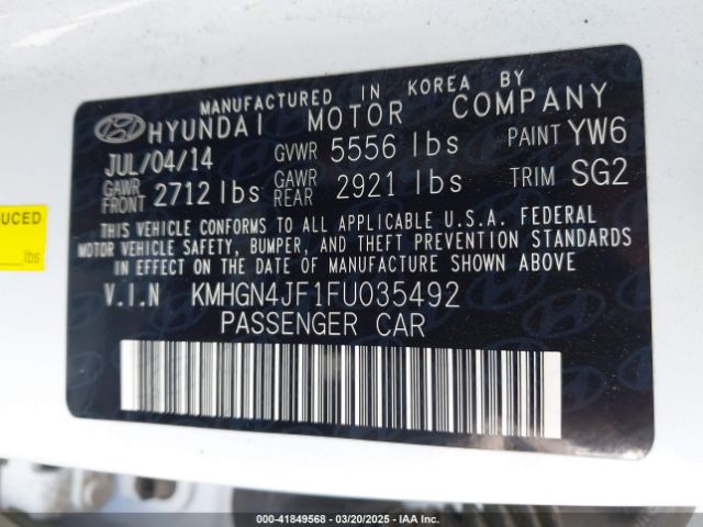 KMHGN4JF1FU035492 Hyundai Genesis 5.0