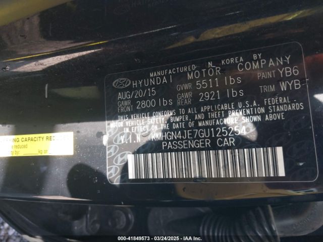 KMHGN4JE7GU125254 Hyundai Genesis 3.8