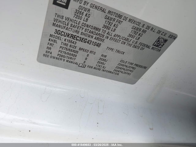 3GCUKREC3EG431048 Chevrolet Silverado 1500 1lt