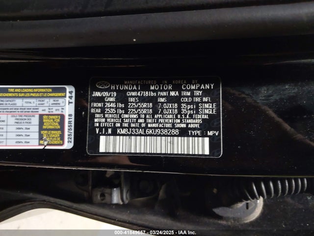 KM8J33AL6KU938288 Hyundai TUCSON SEL