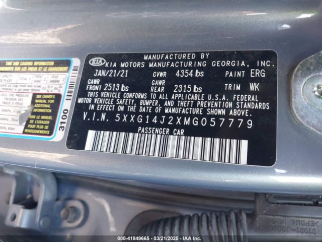 5XXG14J2XMG057779 KIA K5 LXS