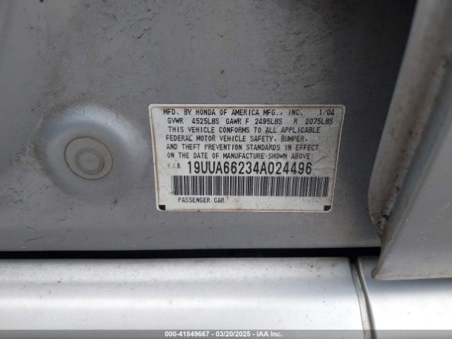 2004 ACURA TL 19UUA66234A024496 Photo 8