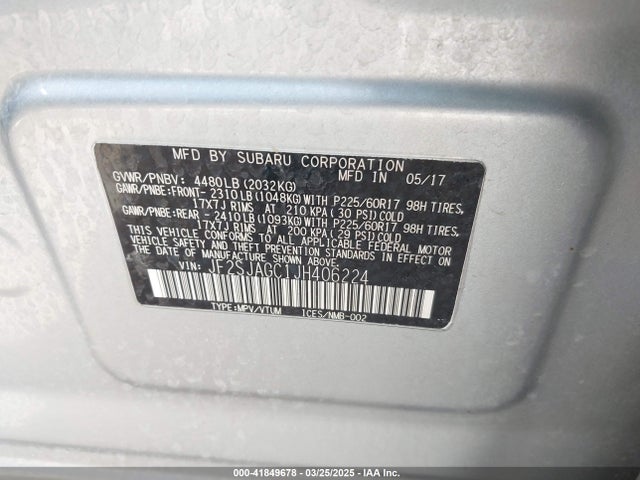 JF2SJAGC1JH406224 Subaru Forester 2.5i Premium