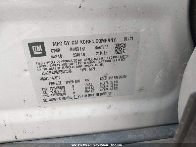 KL4CJESM6MB372518 Buick Encore Awd Preferred