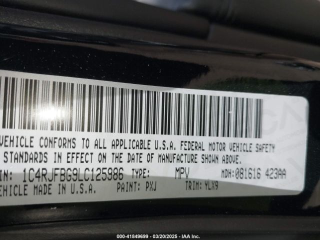 1C4RJFBG9LC125986 Jeep Grand Cherokee Limited X 4x4