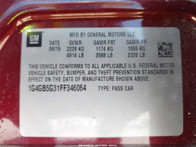 1G4GB5G31FF346064 Buick Lacrosse Leather