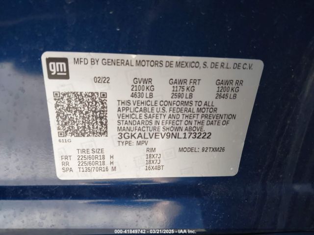 3GKALVEV9NL173222 GMC Terrain Awd Slt