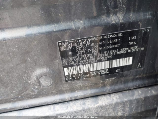 2T3F1RFV4KC036501 Toyota RAV4 LE