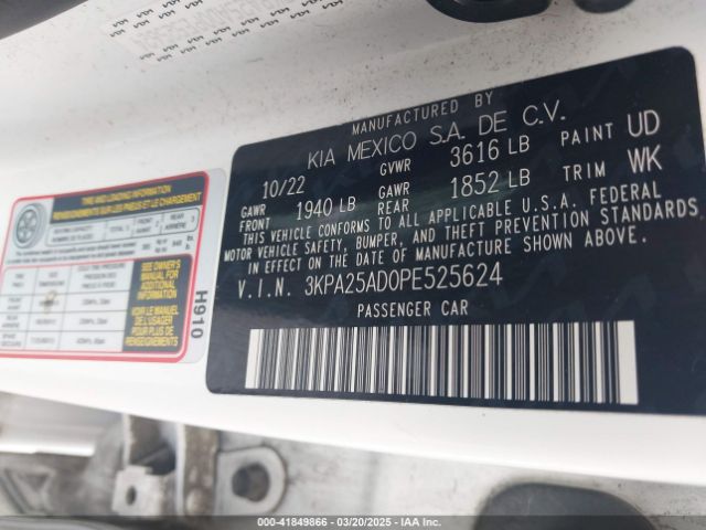 3KPA25AD0PE525624 KIA Rio 5-door S