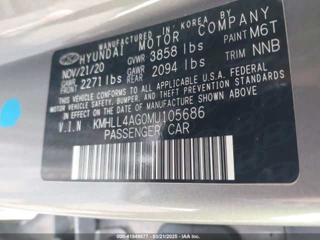 KMHLL4AG0MU105686 Hyundai ELANTRA SE