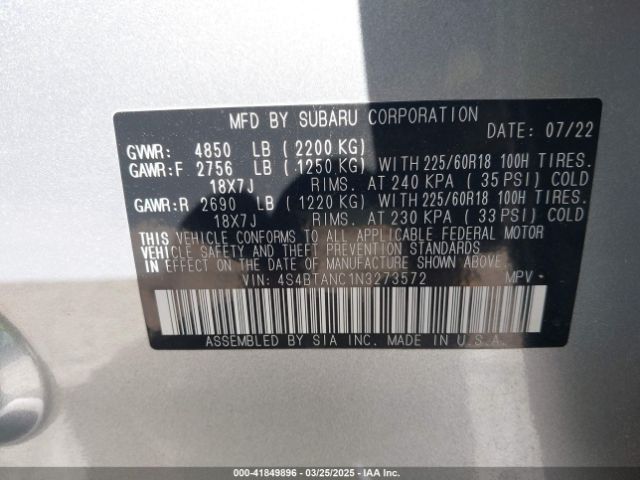 4S4BTANC1N3273572 Subaru Outback Limited