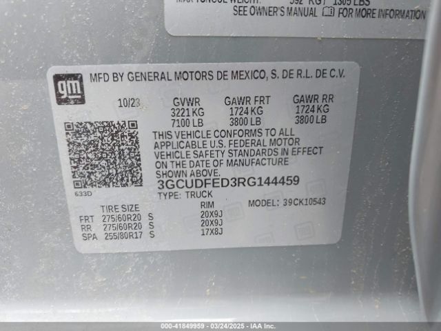3GCUDFED3RG144459 Chevrolet Silverado 1500 4wd  Short Bed Lt Trail Boss
