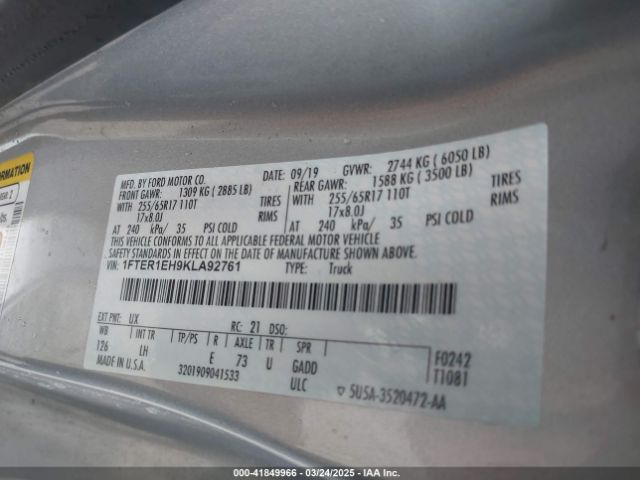 1FTER1EH9KLA92761 Ford RANGER XL