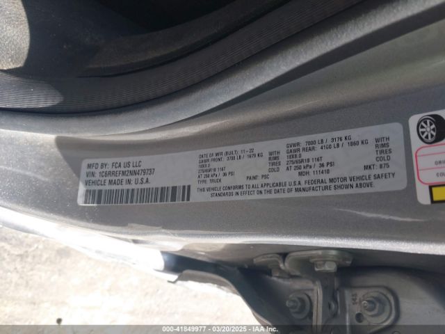 1C6RREFM2NN479737 RAM 1500 Big Horn  4x2 5'7 Box