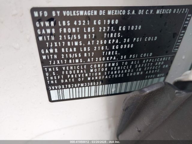 3VVDX7B26PM338533 Volkswagen Taos 1.5t S