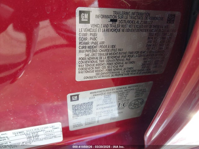1GTU9DEL4LZ168127 GMC SIERRA 1500