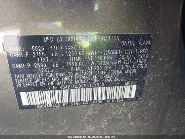 4S4BTGUD0S3174993 Subaru Outback Wilderness