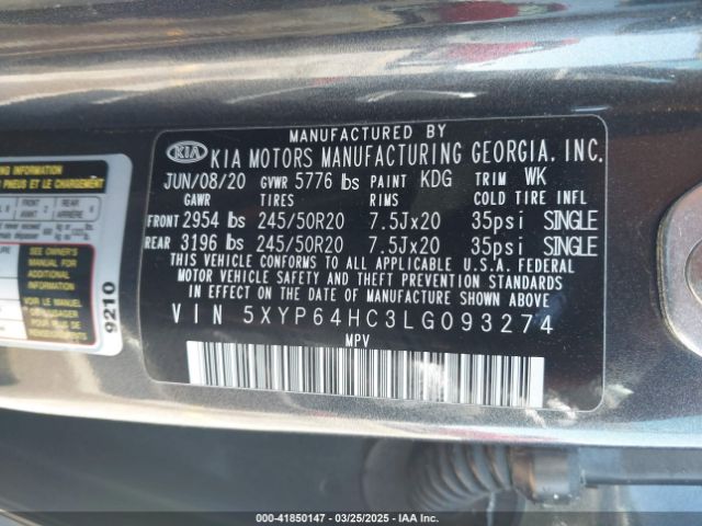 5XYP64HC3LG093274 KIA Telluride S
