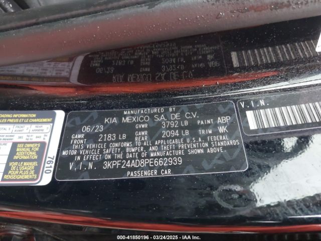 3KPF24AD8PE662939 KIA Forte Lxs
