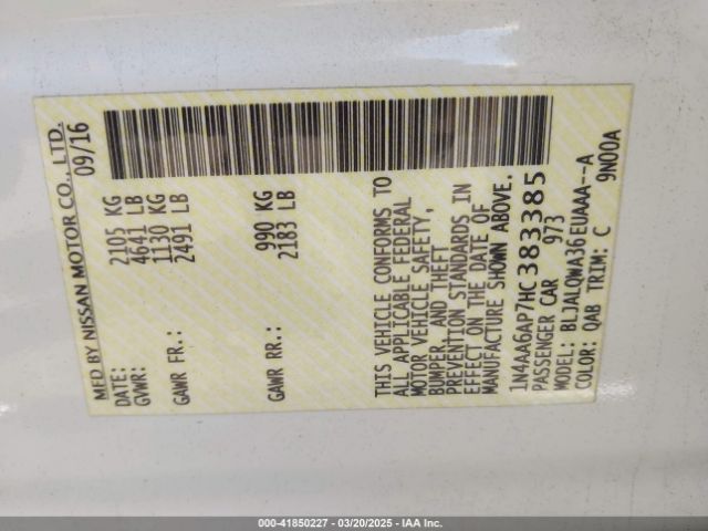 2017 NISSAN MAXIMA 1N4AA6AP7HC383385 Photo 8