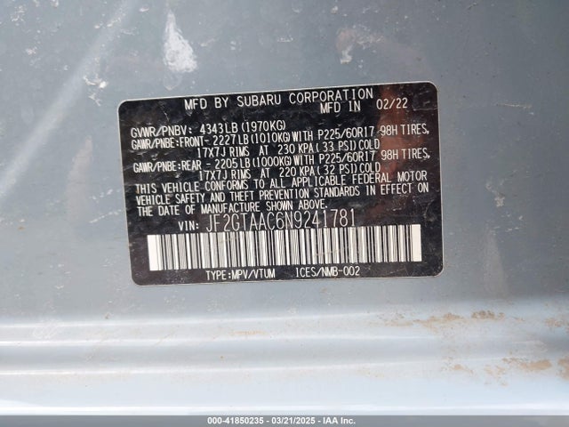 JF2GTAAC6N9241781 Subaru Crosstrek