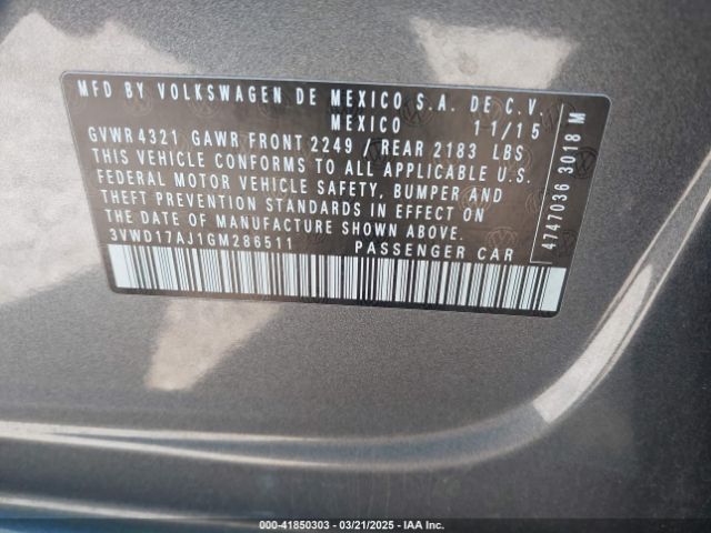 3VWD17AJ1GM286511 Volkswagen Jetta 1.8t Sport