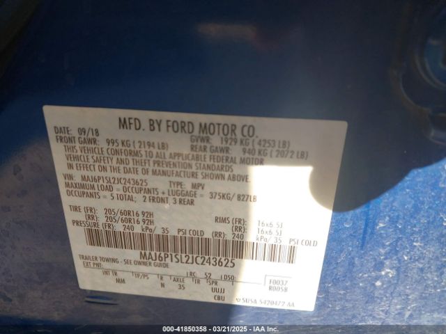 MAJ6P1SL2JC243625 Ford ECOSPORT S