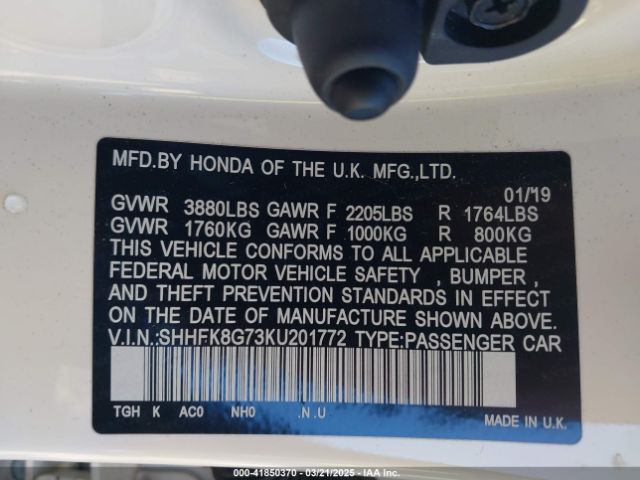 SHHFK8G73KU201772 Honda Civic Type R Touring