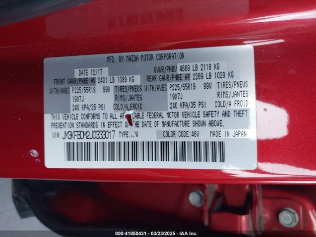 JM3KFBDM2J0333017 Mazda Cx-5 Grand Touring
