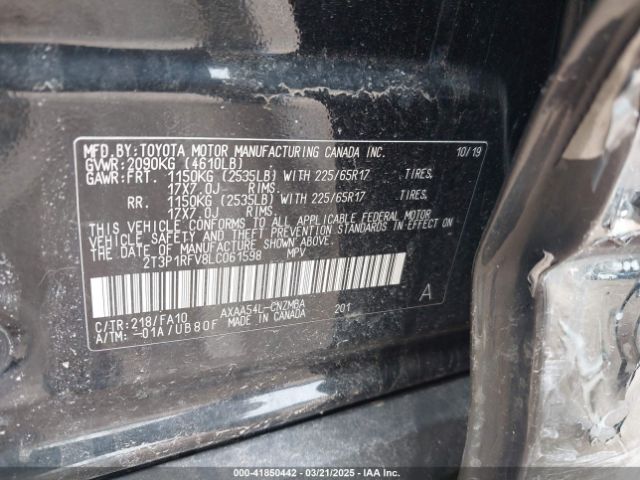 2T3P1RFV8LC061598 Toyota Rav4 Xle