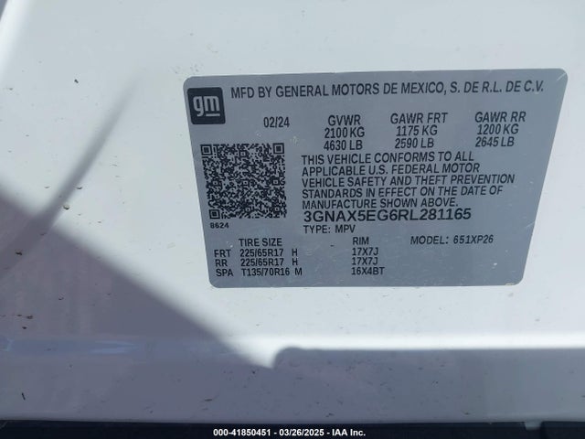 3GNAX5EG6RL281165 Chevrolet Equinox Awd 1fl