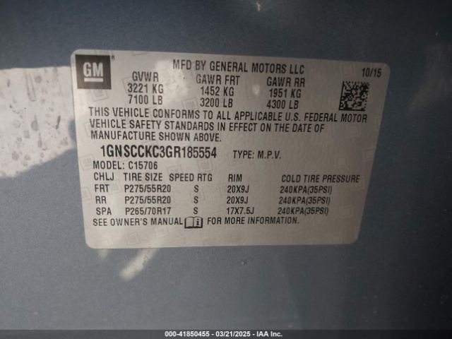 1GNSCCKC3GR185554 Chevrolet Tahoe Ltz