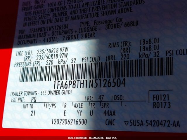 2022 FORD MUSTANG 1FA6P8TH1N5126504 Photo 8