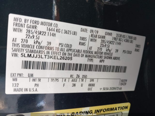 5LMJJ3LT3KEL26205 Lincoln Navigator L Reserve